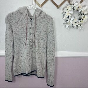 RARE PATAGONIA Ranchito Hoodie Sweater Merino Wool Vintage Beige Blue Medium